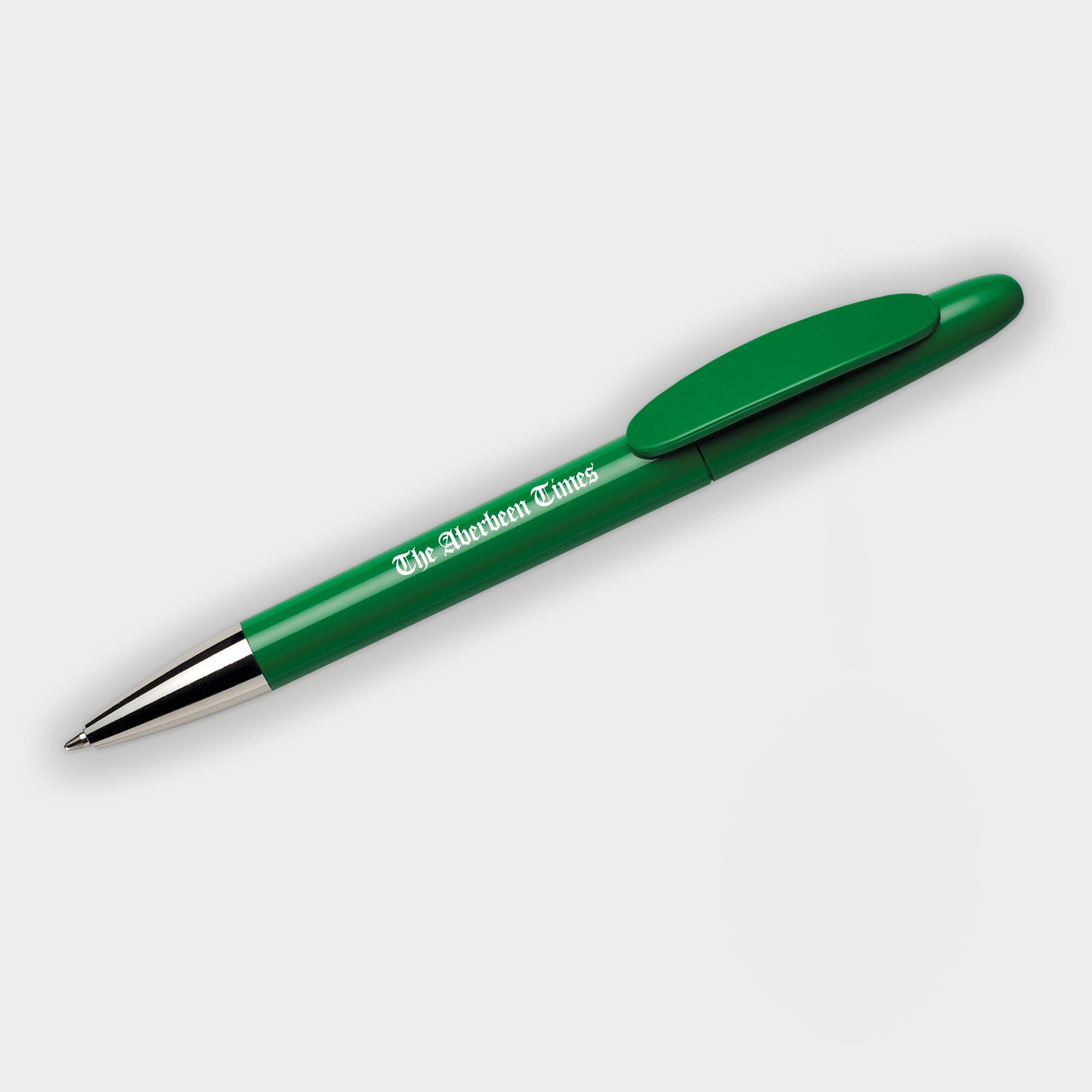 The Green & Good Hudson Pen made from recycled plastic. Stylish executive pen with twist action, available in a variety of popular colours with chrome tip. Nice haptic feel and large print area. Black ink as standard. Green